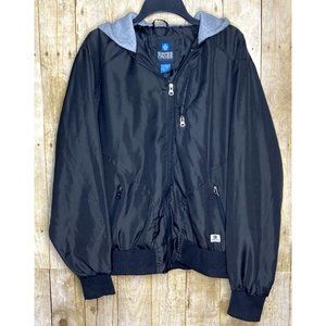 Men's Swiss Cross Premium Authentic Collection Hooded Zip Windbreaker Blk Size L